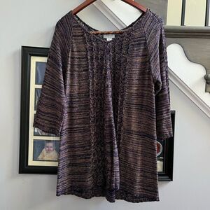 Avenue Navy & Gold Thread Swing Tunic Sweater sz 14/16 EUC